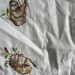 Set of Hand embroidered sloth pillow cases